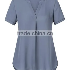 Modern Style Latest Chiffon Tops Mature Ladies Sample Blouse thumbnail-5
