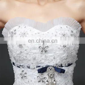 HS1628 Made in China 2017 Strapless Bling Princess Puffy Prom Ball Gown Wedding Dress thumbnail-4