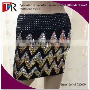 2015 Fitted Hot Ladies Zig Zag Mini Short Sequins Skirt thumbnail-1