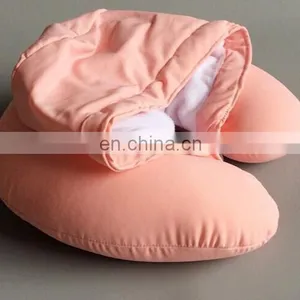 Meet ICTI Standard Custom u Shape Travel Neck Pillow With Hat Promotion Wholesale Soft Plush Pillow Neck thumbnail-5