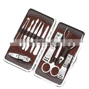Stone Pattern Case+12 in 1 Pcs Nail Clipper Kit Nail Care Set Pedicure Scissor Tweezer Knife Ear Pick Utility Manicure Set Tools thumbnail-1