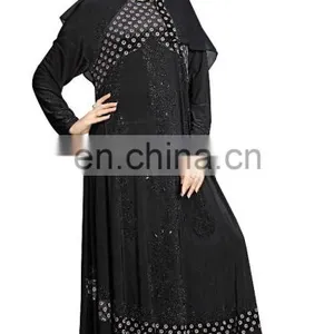 Casual Daily Wear Women's 2017 Abaya Burkha With High Quality Brocade Embosed Velvet Work ( Islamic Muslim Wear) thumbnail-3