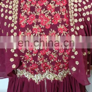 2017 Engagement Party Wear Gown Style Anarkali Suits With Flairs And Fluffy Sleeves Dress Material thumbnail-6