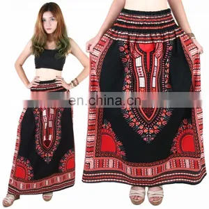 Dashiki African Skirt Cotton Mexican Hippie Tribal Ethic Boho Black Cotton Mexican Hippie Shirt Wrap With Elastic Skirt African thumbnail-1
