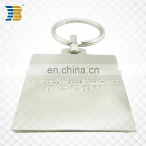 Square Custom Made Metal Zinc Plating Keychain With Keyring thumbnail-3