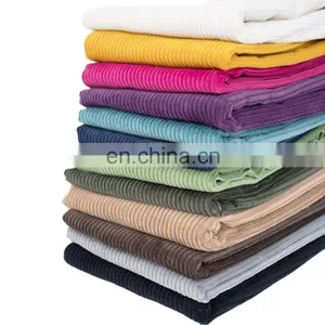 Wholesale Woven Plain Style 11 Wale None Elasticity Corduroy 100% Polyester Fabric for Pants, Dresses, Coats thumbnail-1