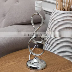 UK Simple Geometric Modeling Custom Iron Base Hotel Desk Light Cheap Silver Nightstand Lamp for Home Table thumbnail-6