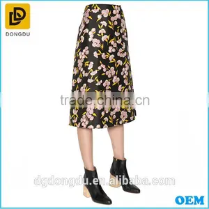 Dress Factory Flower Printing Silk Long Skirt for Young Ladies thumbnail-1