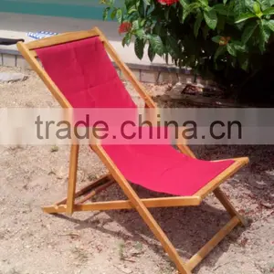 NEW MODEL - Acacia Wood Beach Chair - Beach Furniture - Textile Chair thumbnail-2