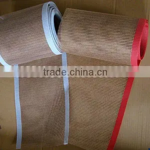 Systems 1mm*1mm and 4mm*4mm and 10mm*10mm Hole PTFE Mesh Belt Conveyor Brown With Bull Nose Joint High Temperature Made in China thumbnail-2