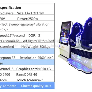 Earn Money 2021 New VR Game Machine Virtual Reality Cinema 9D VR Egg Chair Simulator 2 Seats thumbnail-5
