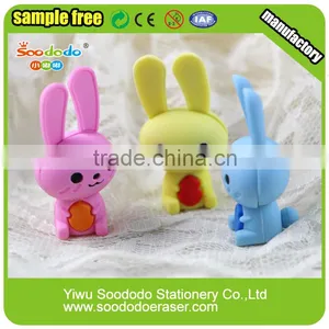 Mini TPR Cute Rabbit Shape 3D Eraser For Kids thumbnail-4
