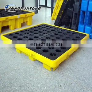 High Density Polyethylene Low Profile 4 Drum Spill Containment Pallet Low Profile With Deck thumbnail-1