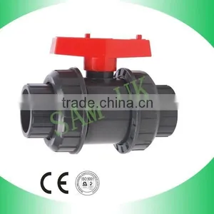 Gray Color PVC Double Union Ball Valve(socket & Threaded) thumbnail-1