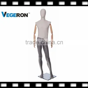 Window Display Full Body Fiberglass Abstract Mannequin With Wooden Flexible Arms thumbnail-1