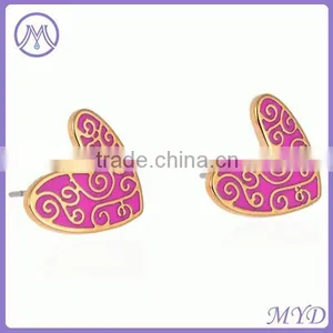 Copper/brass Heart Shaped Enamel Stud Earrings For Ladies thumbnail-5