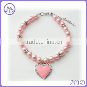Crystal Stone Heart Pearl Cat Pendant Necklace thumbnail-1