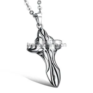 2016 Hotselling Design Gothic Wind The Cross of Carve Patterns Rock and Roll Style Titanium Steel Necklace thumbnail-4