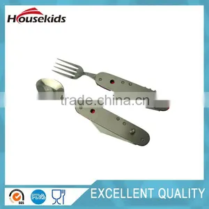 Outdoor Camping Tableware Stainless Steel Folding Fork Knife Spoon Sets Picnic B thumbnail-6