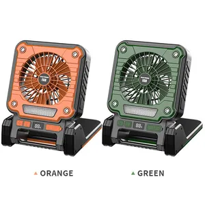 NEW Foldable Handle USB Output Outdoor LED Flashlight Camping Lights Solar Fan With Solar Panel With Lights and Battery thumbnail-1