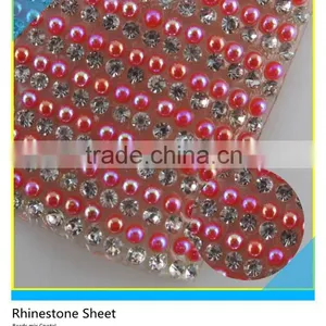 24x40cm Clear Pink Hot Fix Rhinestone Sheet Crystal Diamond Pointback Hotfix Rhinestone Mesh thumbnail-2