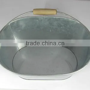 10L Galvanized Ice Bucket, Beer Ice Cooler With Wooden Handle thumbnail-2