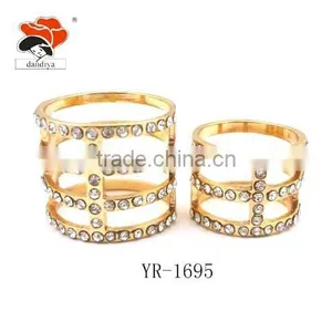 Wedding Bling Multi Layer Pave Crystal Love Couple Ring Jewelry Wholesale thumbnail-1