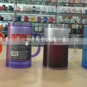 14 oz Eco-friendly Pba Free Ice Beer Mug Freezer Mug Frosty Plastic Double Wall Beer Mug thumbnail-1