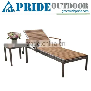 New Design Simple Leisure 1 Set Stainless Steel Teak Pool Luxury Chaise Lounge thumbnail-1