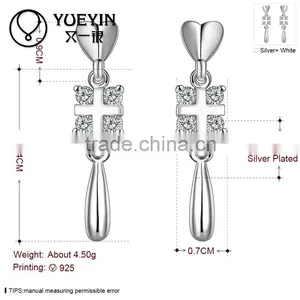 Fashion Style With Diamond Cross Sliver Plated Earrings thumbnail-3
