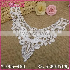 Welcome Customize Trim,New Design Creamy White DIY Fashion Chemical Water Soluble U Neck Lace Trim Applique for Garment thumbnail-1