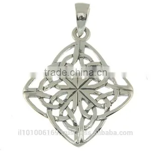 Rhombus Shaped Celtic Knot Silver Pendant, Pn79 thumbnail-2