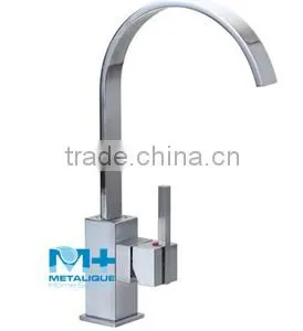 Contemporary Brass Mounted Single Hole Handle Sensor Wash Basin Mixer Kitchen Faucet 13001-CR thumbnail-1
