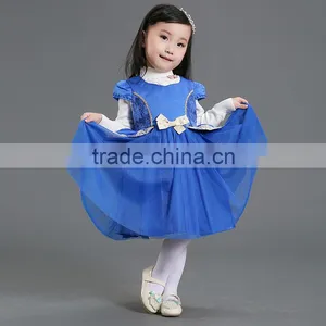 Wholesale Fashion New Design Embroidery Royal Blue Party Children Frocks Designs thumbnail-2
