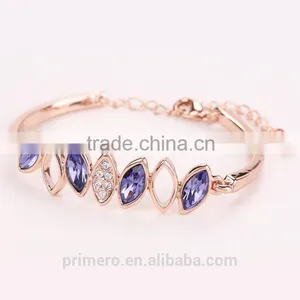 Rose Gold Rhinestone Crystal Opal Adjustable Bracelets & Bangles for Women thumbnail-2