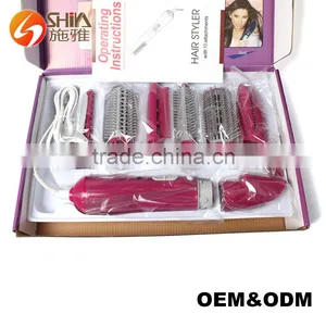 8 In 1 Professional Hot Pink Infrared Hair Dryer Straightener Curler With Air Styler Brush Set thumbnail-1