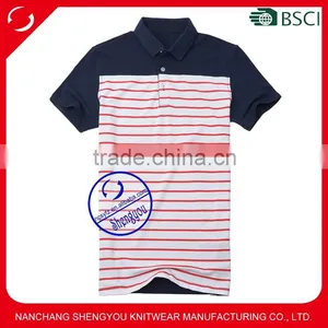 Custom Striped T-shirt Wholesale Polo Shirt thumbnail-1