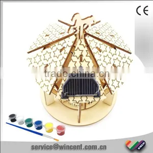 Kids Educational Solar Energy Wooden Carousel Puzzle Toys thumbnail-1