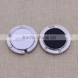 Customized Logo Promotion Round Foldable Bag Hanger / Holder With Epoxy Sticker thumbnail-1
