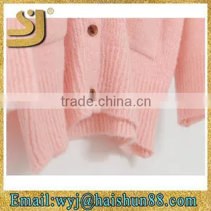 Wholesale Mongolian Cashmere Plain Ladies Fashion Winter Cardigan Ladies Cardigan Sweater thumbnail-6
