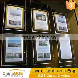 Hanging Type Illuminated Real Estate Agent Window Display LED Cable Wire Display A4 Acrylic Light Box Display Quality Choice thumbnail-6