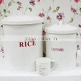 White Metal Seal Rice Canister thumbnail-1