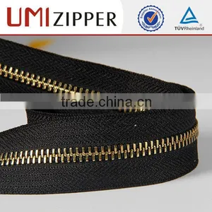 2015 New Design Factory Price Auto Lock Brass Gold Metal Zipper for Jeans Quality Choice thumbnail-1