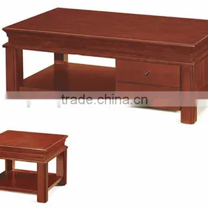 Fashionable Wooden Tea Table With Two Small Drawers thumbnail-1