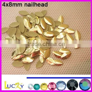 Korean Quality Hot Fix Nailhead Boat Shape Matte Gold thumbnail-1