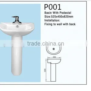 Sanitary Ware Ceramic Basin With Pedestal Single Hole Wash Basin Cheap Bathroom Basin P001 thumbnail-2