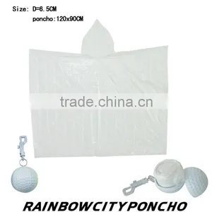 Disposable Waterpoof Ball Packed PE Raincoat Rain Cape Poncho With Keychain thumbnail-1