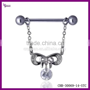 New Design Bowknot Dangling Sex Gay Nipple Piercing thumbnail-1