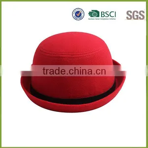 Rose Red Bowler Hat Felt Hillbilly Hat Wholesale German Felt Hat thumbnail-2