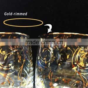 210 ml Crystal Round Golden Pattern Machine Blown Custom Whisky Glass thumbnail-4